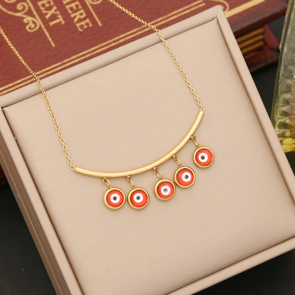 Casual Devil's Eye Stainless Steel Plating Necklace