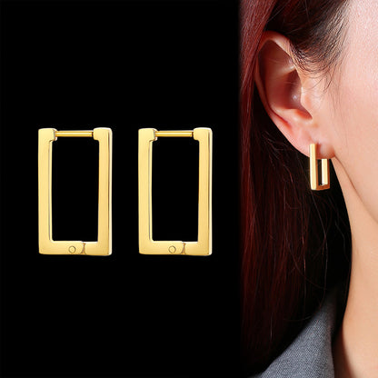 1 Pair Simple Style Solid Color Stainless Steel Plating 18k Gold Plated Earrings