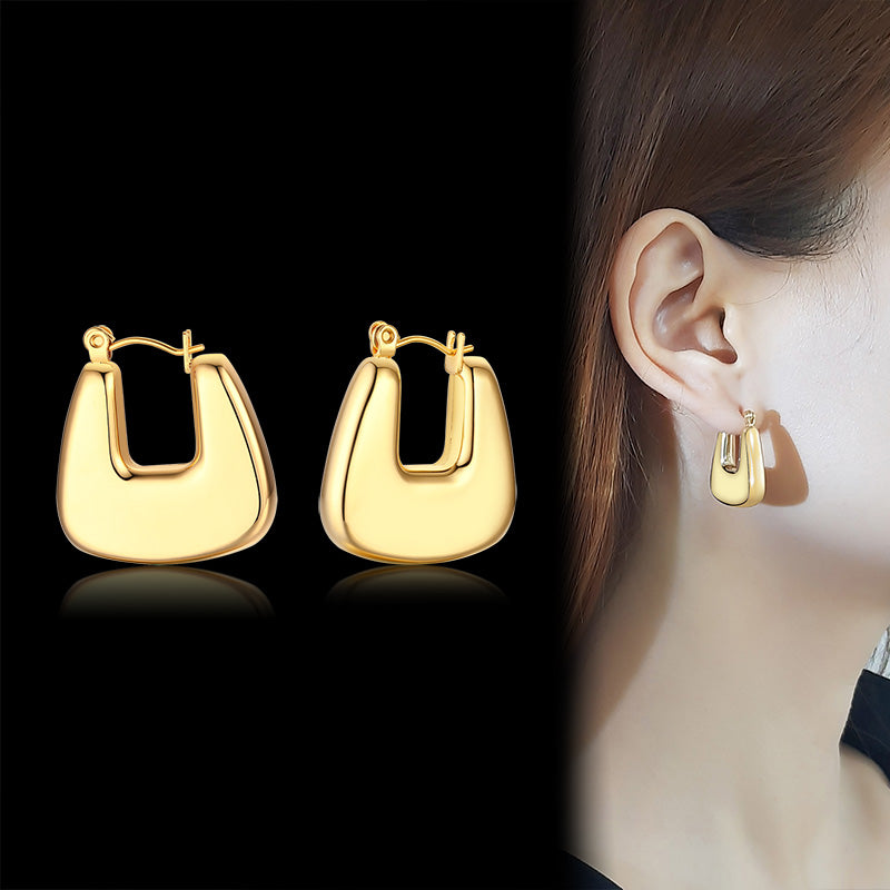 1 Pair Simple Style Solid Color Stainless Steel Plating 18k Gold Plated Earrings