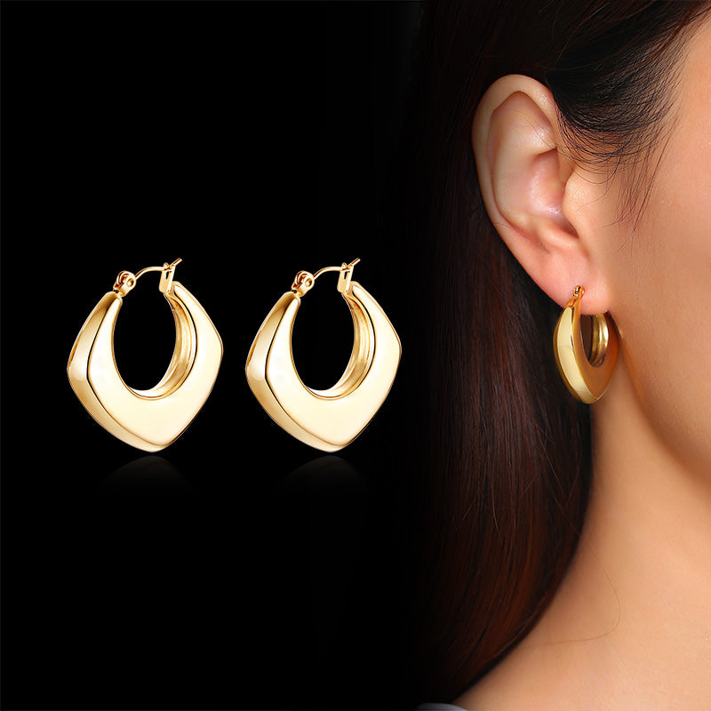 1 Pair Simple Style Solid Color Stainless Steel Plating 18k Gold Plated Earrings