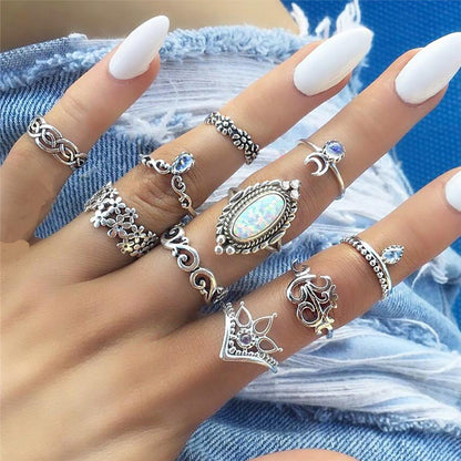 Vintage Style Punk Animal Plant Crown Alloy Plating Hollow Out Inlay Artificial Gemstones Artificial Diamond Opal Gold Plated Silver Plated Women's Open Ring Rings