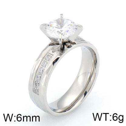 Kalen Titanium Steel Ornament Wholesale Couple Ring Micro Rhinestone Ring Couple Couple Rings Three Colors Optional