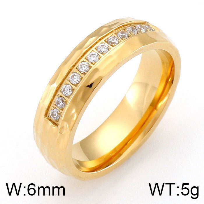 Kalen Titanium Steel Ornament Wholesale Couple Ring Micro Rhinestone Ring Couple Couple Rings Three Colors Optional