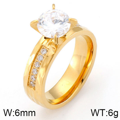 Kalen Titanium Steel Ornament Wholesale Couple Ring Micro Rhinestone Ring Couple Couple Rings Three Colors Optional