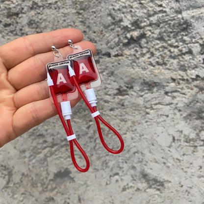 1 Pair Novelty Blood Bag Irregular Stamping Plastic Drop Earrings