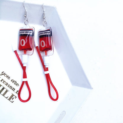 1 Pair Novelty Blood Bag Irregular Stamping Plastic Drop Earrings