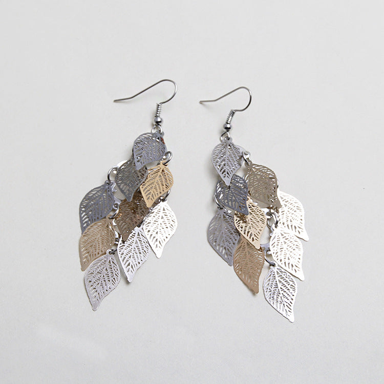 Wholesale Jewelry 1 Pair Simple Style Leaf Metal Drop Earrings