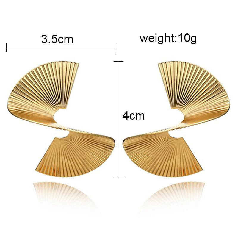 1 Pair Exaggerated Stripe Solid Color Plating Pleated Alloy Gold Plated Silver Plated Earrings