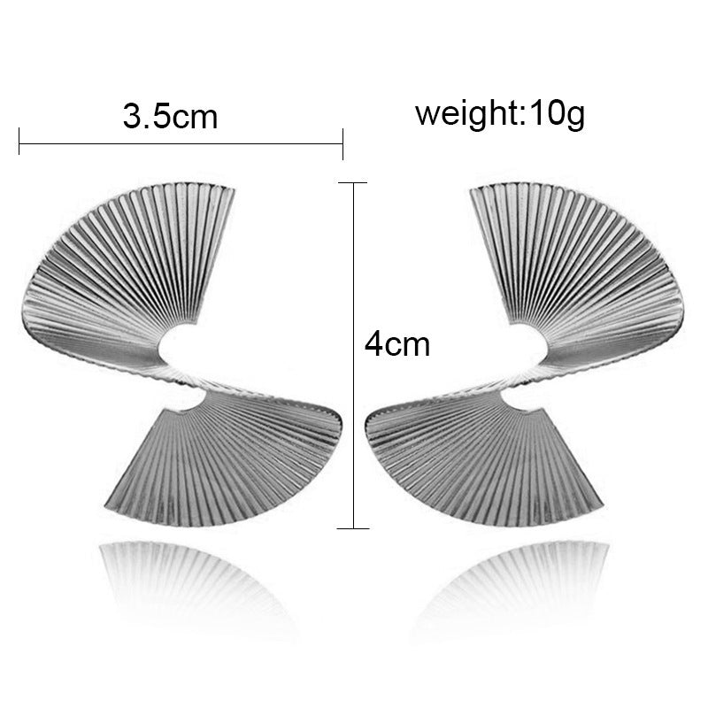 1 Pair Exaggerated Stripe Solid Color Plating Pleated Alloy Gold Plated Silver Plated Earrings