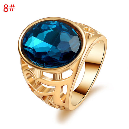 1 Piece Retro Water Droplets Gold Plated Artificial Gemstones Alloy Wholesale Wide Band Ring