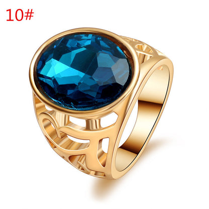 1 Piece Retro Water Droplets Gold Plated Artificial Gemstones Alloy Wholesale Wide Band Ring