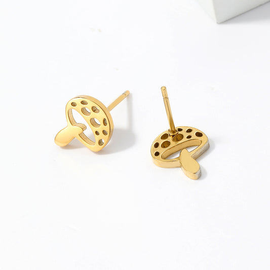 1 Pair Casual Preppy Style Simple Style Animal Ball Mushroom Stainless Steel Plating Hollow Out 18k Gold Plated Ear Studs