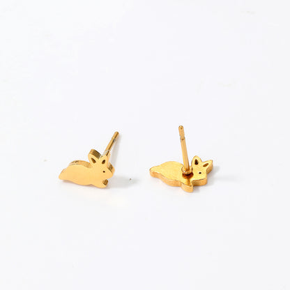 1 Pair Casual Preppy Style Simple Style Animal Ball Mushroom Stainless Steel Plating Hollow Out 18k Gold Plated Ear Studs