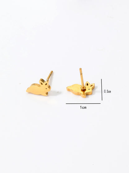 1 Pair Casual Preppy Style Simple Style Animal Ball Mushroom Stainless Steel Plating Hollow Out 18k Gold Plated Ear Studs