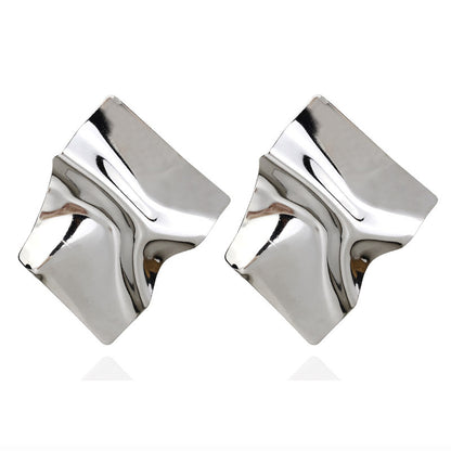 Nordic Style British Style Geometric Solid Color Alloy Pleated Metal Gold Plated Silver Plated Thanksgiving New Year Women's Ear Studs