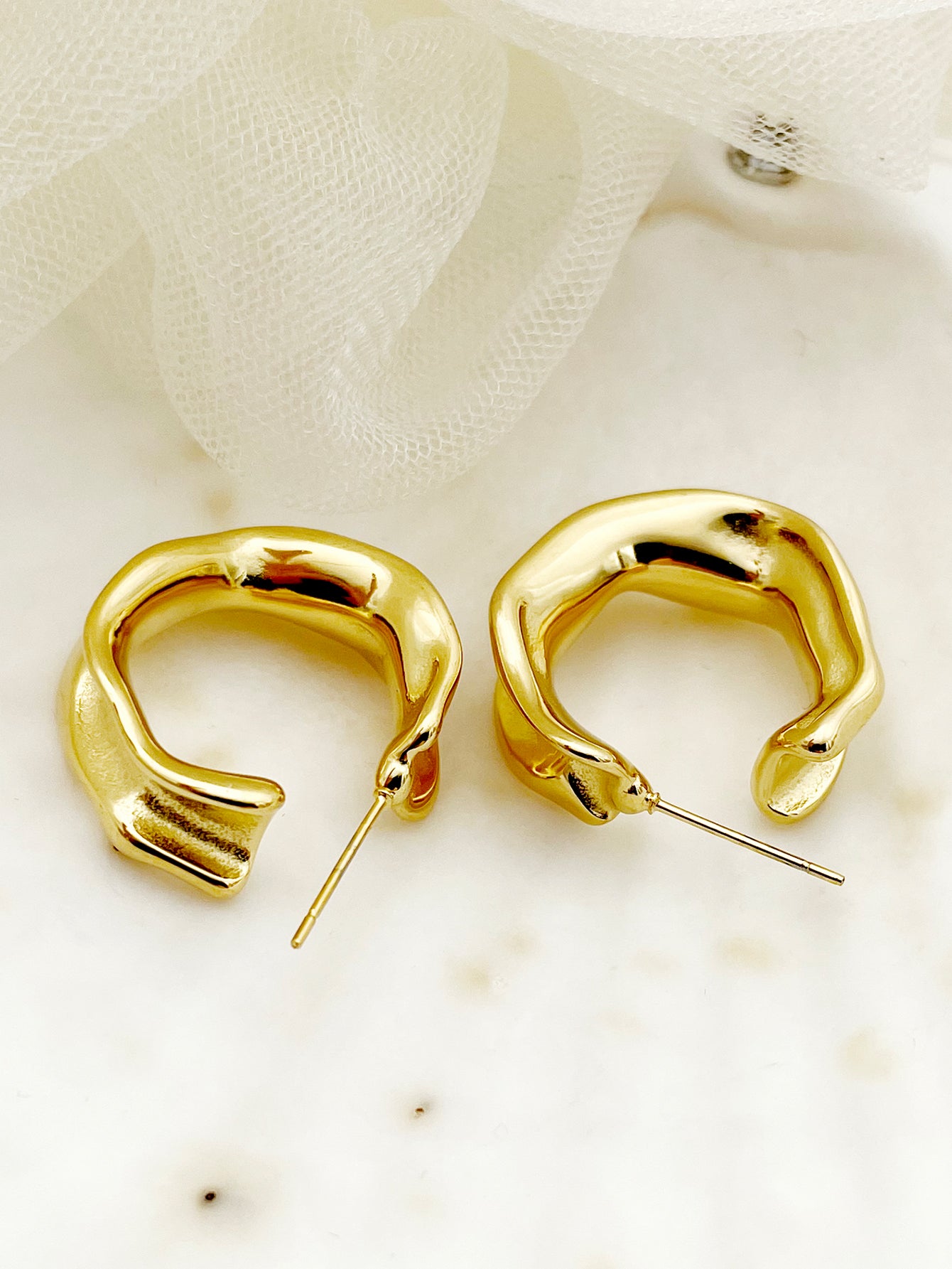 1 Pair Vacation Simple Style Irregular Stainless Steel Plating 18k Gold Plated Ear Studs