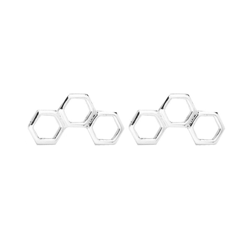Hollow Geometric Hexagon Stud Earrings Nhdp155623