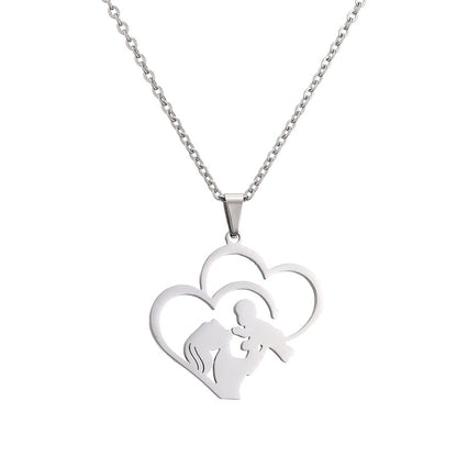 Mama Human Heart Shape Stainless Steel Plating Pendant Necklace