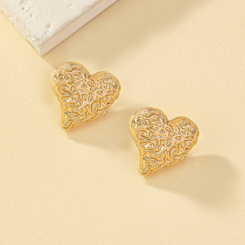 Ins Style Retro Heart Shape Alloy Plating Women's Ear Studs