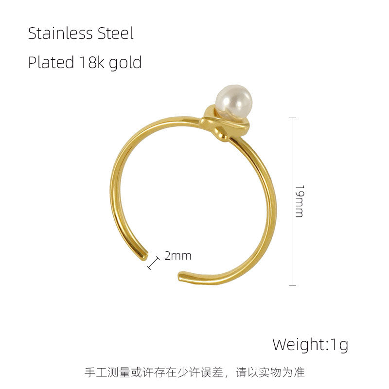 Wholesale Simple Style Four Leaf Clover Letter Mushroom Stainless Steel 18k Gold Plated Rhinestones Open Ring