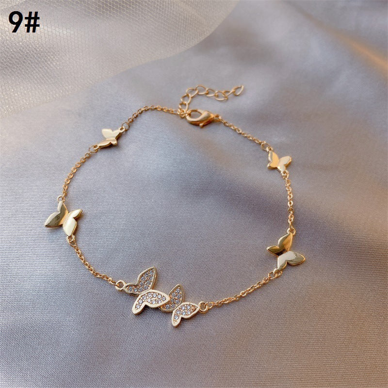 Classic Style Flower Butterfly Mixed Materials Plating Inlay Zircon Women's Bracelets 1 Piece