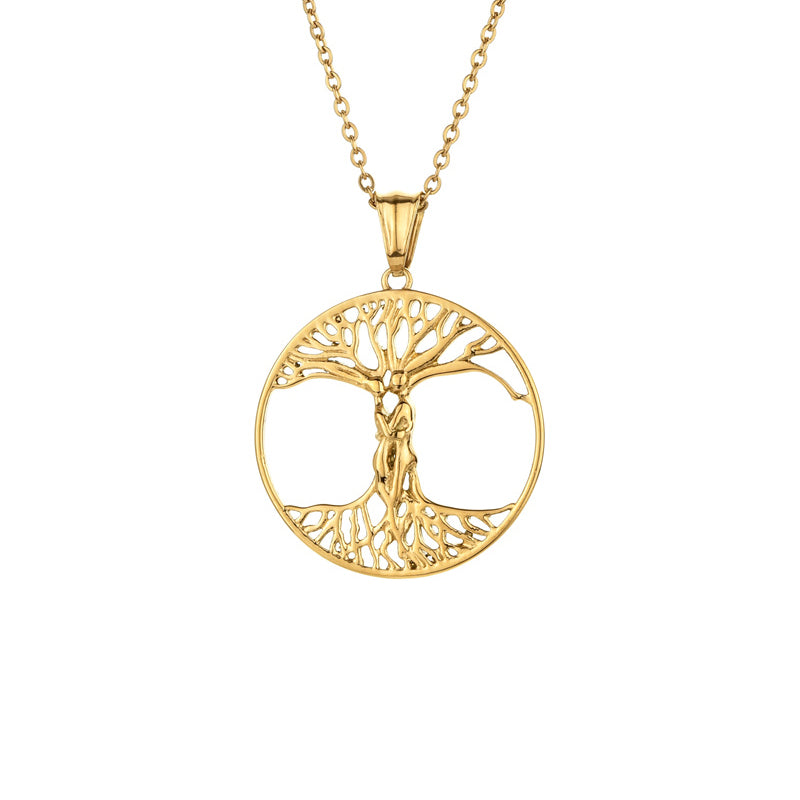 Simple Style Tree Stainless Steel Plating Gold Plated Pendant Necklace