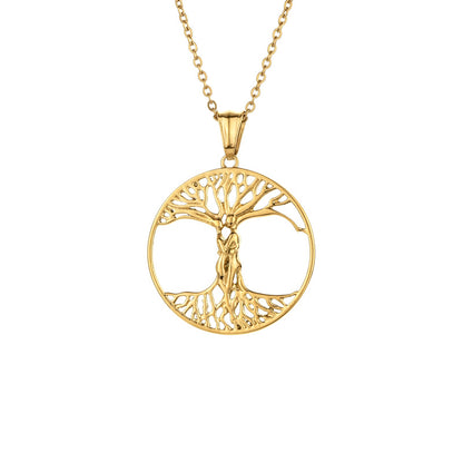 Simple Style Tree Stainless Steel Plating Gold Plated Pendant Necklace