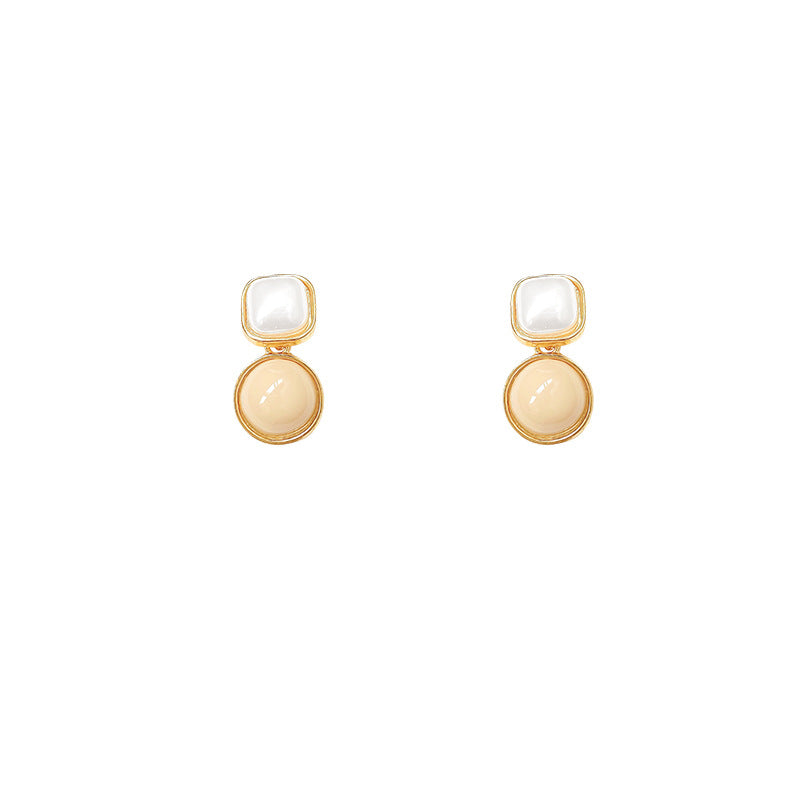 Simple Style Round Square Alloy Inlay Pearl Women's Drop Earrings