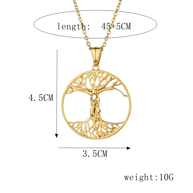 304 Stainless Steel Casual Simple Style Plating Life Tree Pendant Necklace