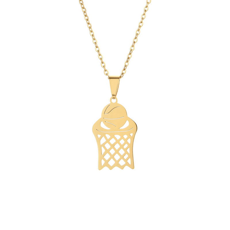 Basic Tree Basketball Tennis Racket Stainless Steel Plating Gold Plated Pendant Necklace