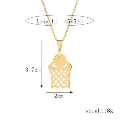 Basic Tree Basketball Tennis Racket Stainless Steel Plating Gold Plated Pendant Necklace