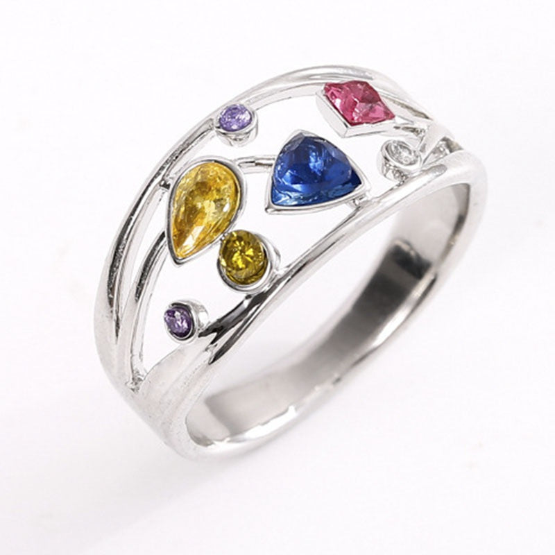 Simple Style Square Water Droplets Zircon Alloy Wholesale Rings