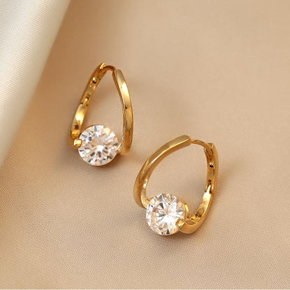 Sweet Flower Alloy Plating Inlay Artificial Diamond Women'S Drop Earrings Ear Studs