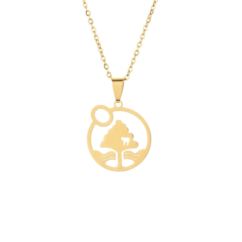 Basic Tree Basketball Tennis Racket Stainless Steel Plating Gold Plated Pendant Necklace