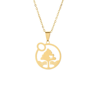 Basic Tree Basketball Tennis Racket Stainless Steel Plating Gold Plated Pendant Necklace