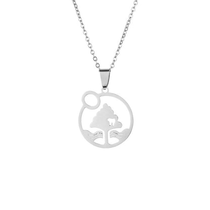 Basic Tree Basketball Tennis Racket Stainless Steel Plating Gold Plated Pendant Necklace