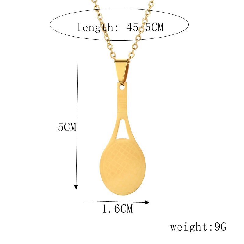 Basic Tree Basketball Tennis Racket Stainless Steel Plating Gold Plated Pendant Necklace