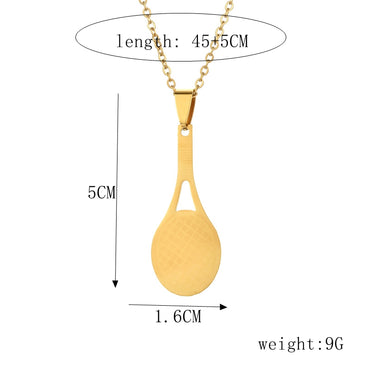 Basic Tree Basketball Tennis Racket Stainless Steel Plating Gold Plated Pendant Necklace