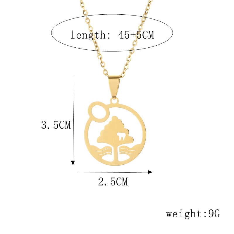 Basic Tree Basketball Tennis Racket Stainless Steel Plating Gold Plated Pendant Necklace