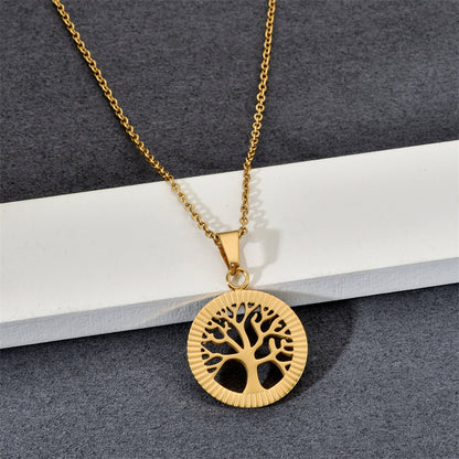 Basic Tree Basketball Tennis Racket Stainless Steel Plating Gold Plated Pendant Necklace