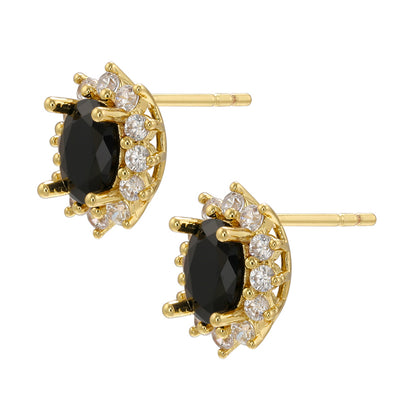 1 Pair Elegant Luxurious Shiny Solid Color Copper Plating Inlay Inlaid Zircon Zircon 18k Gold Plated Ear Studs