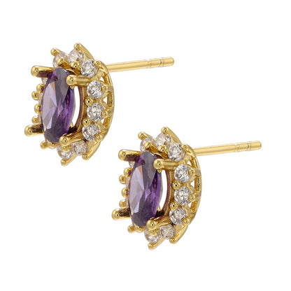 1 Pair Elegant Luxurious Shiny Solid Color Copper Plating Inlay Inlaid Zircon Zircon 18k Gold Plated Ear Studs