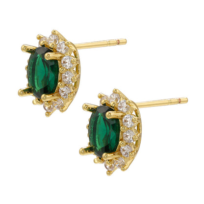 1 Pair Elegant Luxurious Shiny Solid Color Copper Plating Inlay Inlaid Zircon Zircon 18k Gold Plated Ear Studs