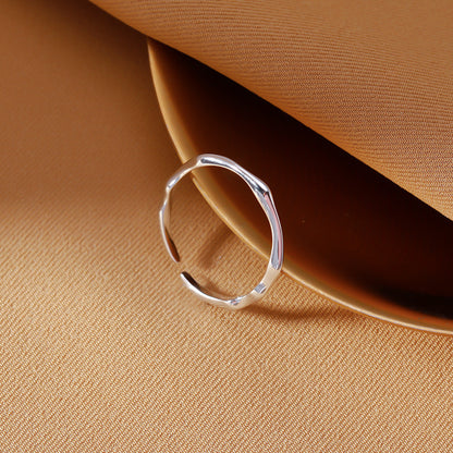 Simple Style Bow Knot Copper Inlay Shell Zircon Open Ring