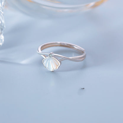 Simple Style Bow Knot Copper Inlay Shell Zircon Open Ring