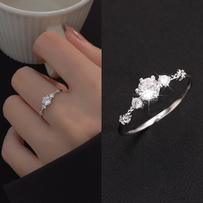 Simple Style Bow Knot Copper Inlay Shell Zircon Open Ring