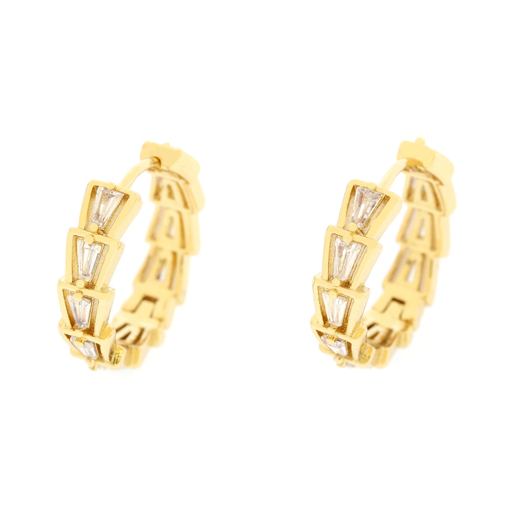 1 Pair Elegant Shiny Round Square Trapezoid Copper Plating Inlay Zircon Gold Plated Hoop Earrings