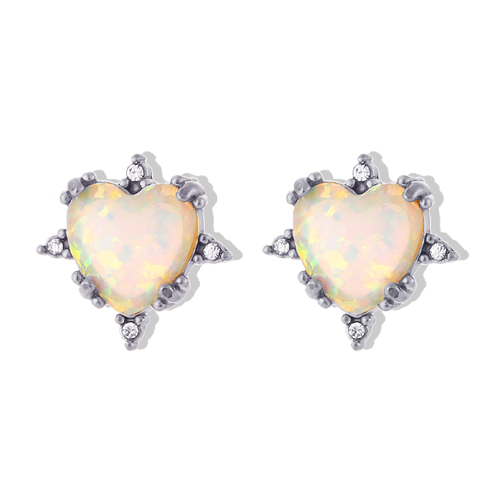 1 Pair Retro Round Water Droplets Heart Shape Plating Inlay Stainless Steel Gem Rhinestones 18k Gold Plated Ear Studs