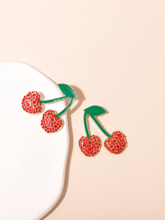 Lady Fruit Alloy Plastic Inlay Artificial Gemstones Women's Ear Studs