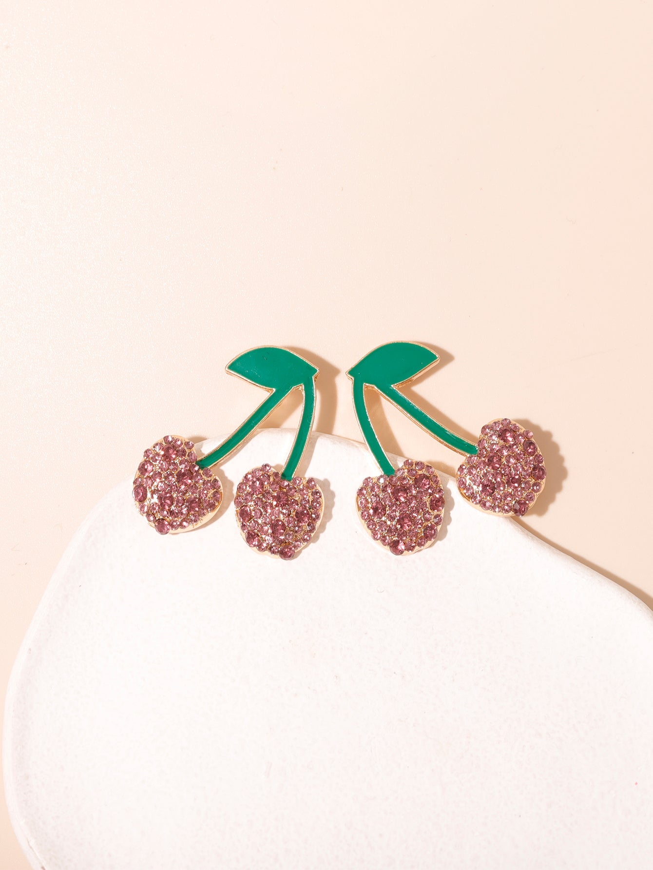 Lady Fruit Alloy Plastic Inlay Artificial Gemstones Women's Ear Studs